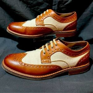 LIKE NEW Johnston & Murphy Wingtips Men sz 8.5 Calfskin/Linen